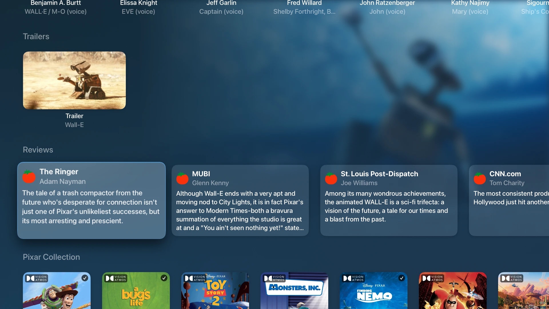 Trailers, reviews and the Pixar collection on the WALL-E page.